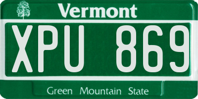 VT license plate XPU869