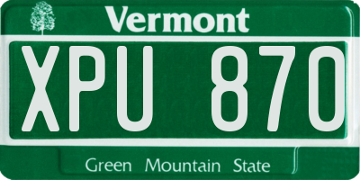 VT license plate XPU870