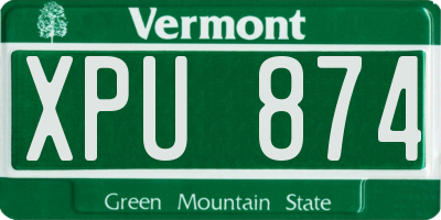VT license plate XPU874