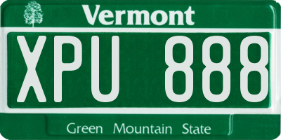VT license plate XPU888