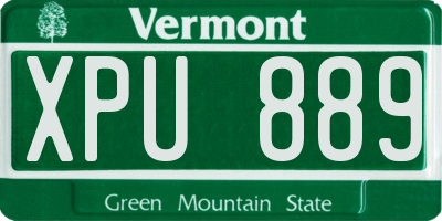 VT license plate XPU889