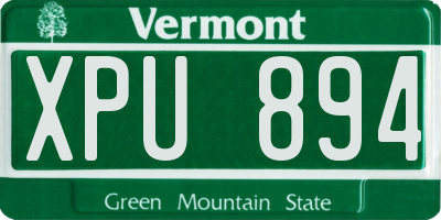 VT license plate XPU894