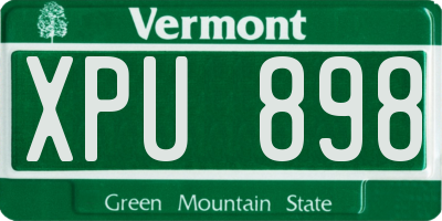 VT license plate XPU898