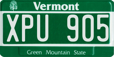 VT license plate XPU905