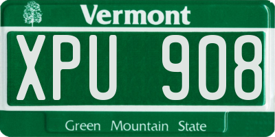 VT license plate XPU908