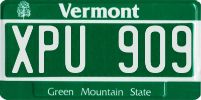 VT license plate XPU909
