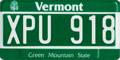 VT license plate XPU918