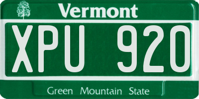 VT license plate XPU920