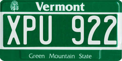 VT license plate XPU922