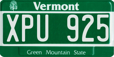 VT license plate XPU925