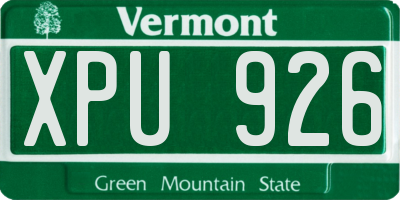 VT license plate XPU926