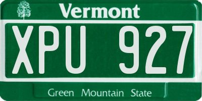 VT license plate XPU927