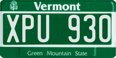VT license plate XPU930