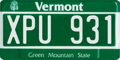 VT license plate XPU931