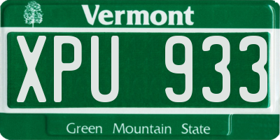 VT license plate XPU933