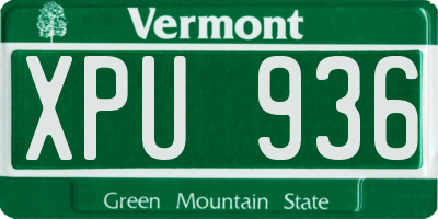 VT license plate XPU936