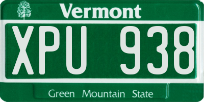 VT license plate XPU938