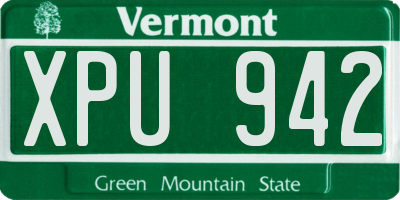 VT license plate XPU942