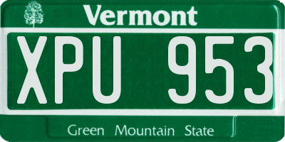 VT license plate XPU953