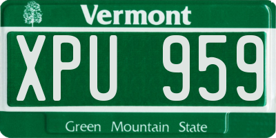 VT license plate XPU959