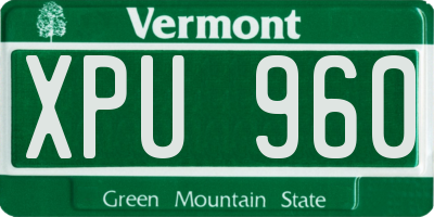 VT license plate XPU960