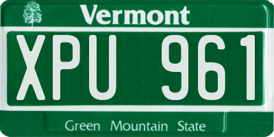 VT license plate XPU961