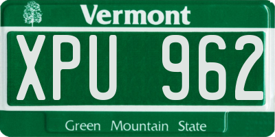 VT license plate XPU962