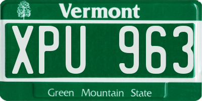 VT license plate XPU963