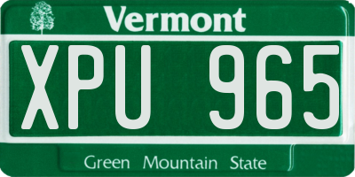 VT license plate XPU965
