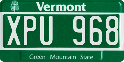 VT license plate XPU968