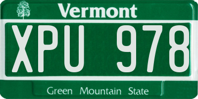 VT license plate XPU978