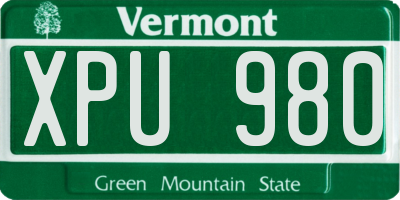 VT license plate XPU980