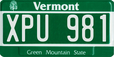 VT license plate XPU981