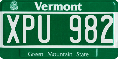 VT license plate XPU982
