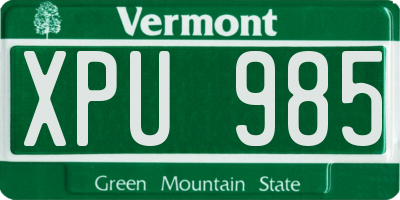 VT license plate XPU985