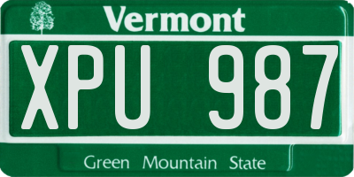VT license plate XPU987