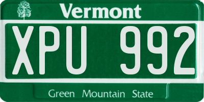 VT license plate XPU992