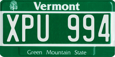 VT license plate XPU994