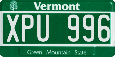VT license plate XPU996