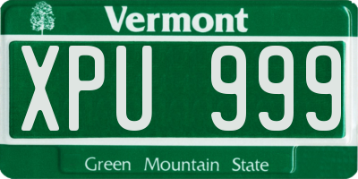 VT license plate XPU999
