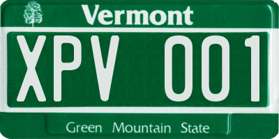 VT license plate XPV001