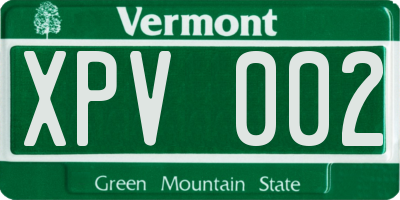 VT license plate XPV002