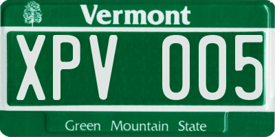 VT license plate XPV005