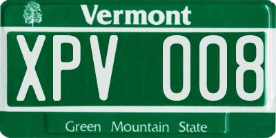 VT license plate XPV008