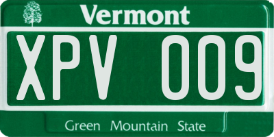 VT license plate XPV009