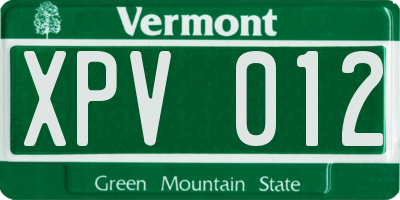 VT license plate XPV012