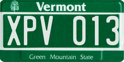 VT license plate XPV013