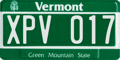 VT license plate XPV017