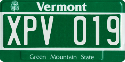 VT license plate XPV019