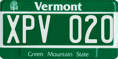VT license plate XPV020